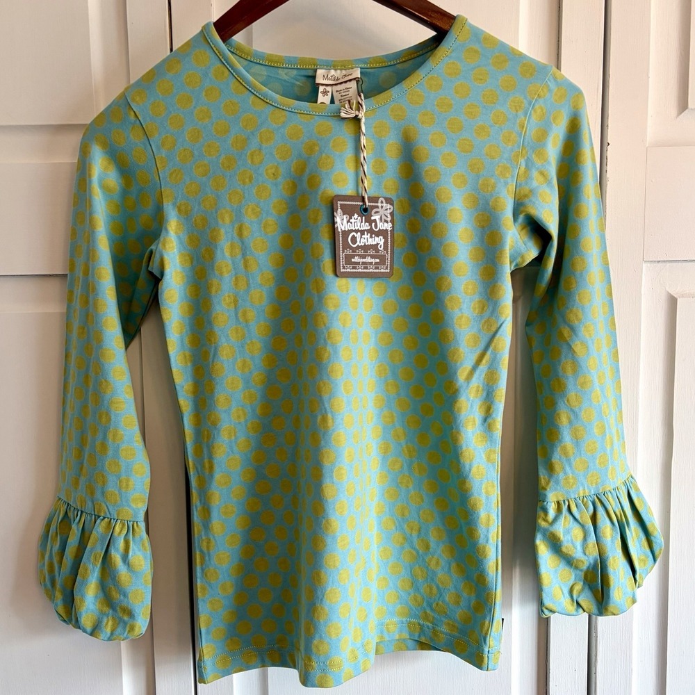 Matilda Jane Blue Polka Dot Secret Fields Babbling Brook Puffer Top Size 14